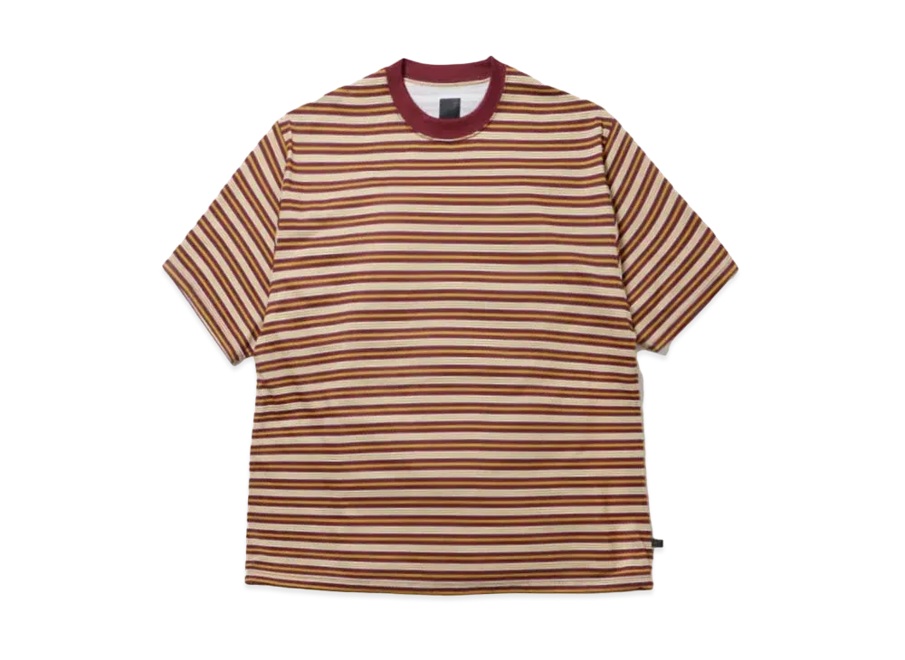 DAIWA PIER39 Tech Drawstring Multi Border S/S Tee "Burgundy x Mustard"