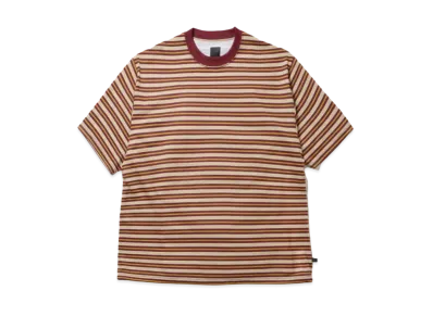 DAIWA PIER39 Tech Drawstring Multi Border S/S Tee "Burgundy x Mustard"