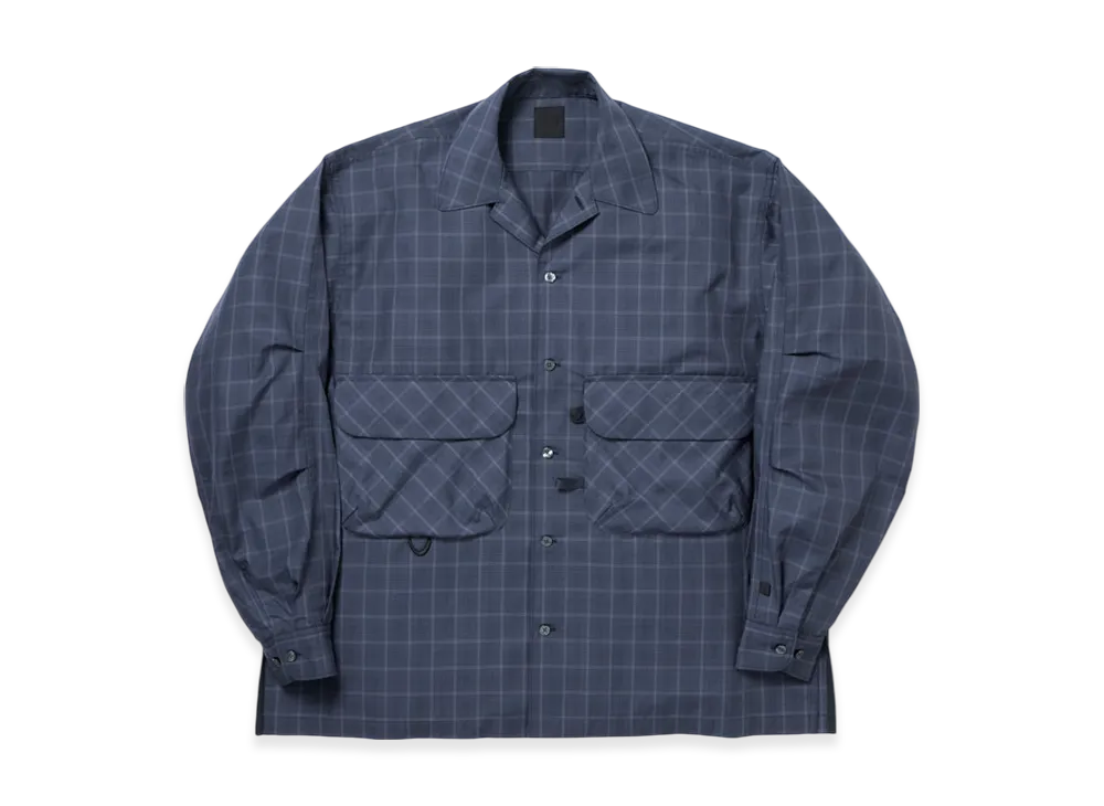 DAIWA PIER39 W's Tech Sports Open Collar Shirt L/S Nova Check "Navy"