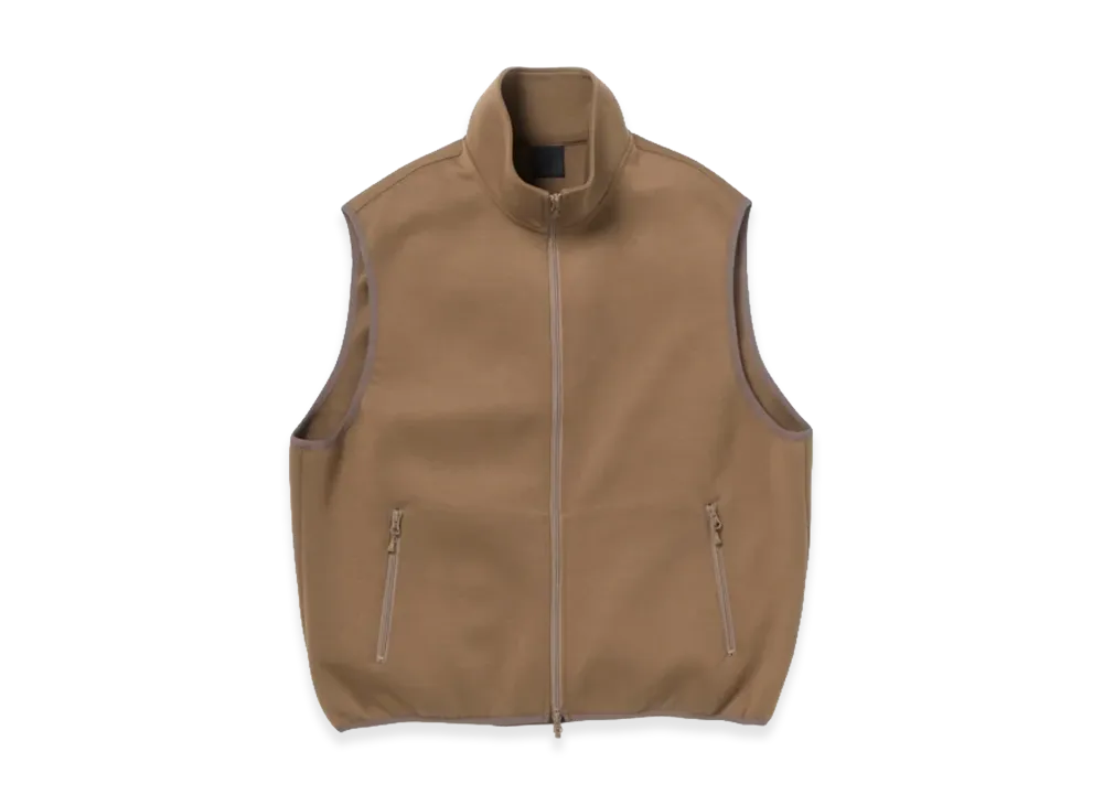 DAIWA PIER39 Women's Tech Scuba Knit Stand Collar Vest "Light Brown"