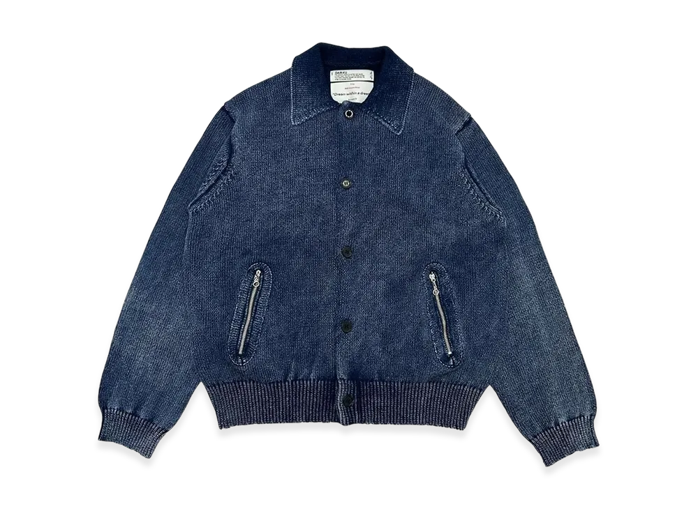DAIRIKU Vintage Dyed Knit Jacket "Indigo"