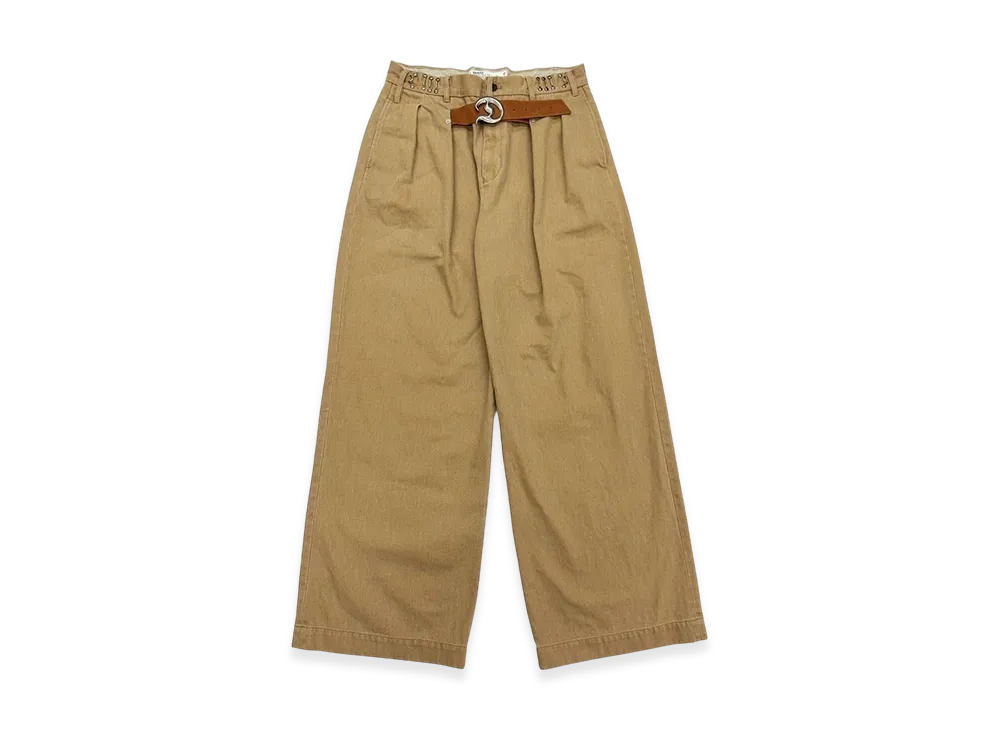 DAIRIKU D Buckle Super Wide Chino Pants "Beige"