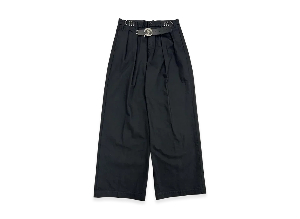 DAIRIKU D Buckle Super Wide Chino Pants "Black"