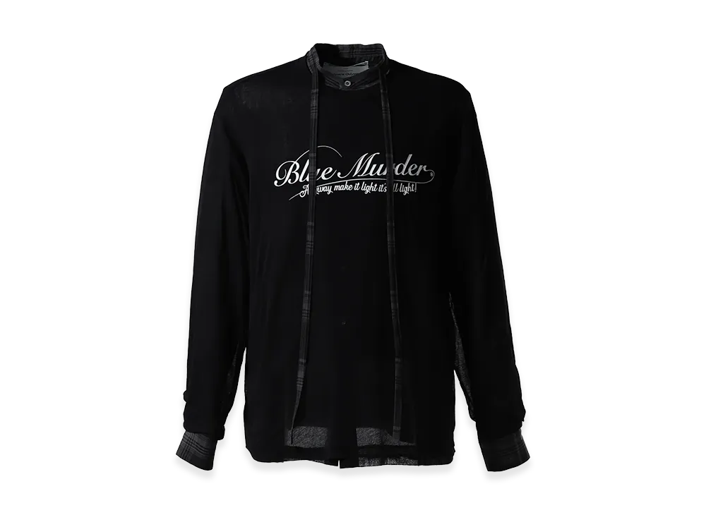 DAIRIKU Skelton Layered Check Tie Shirt "Black/Grey"