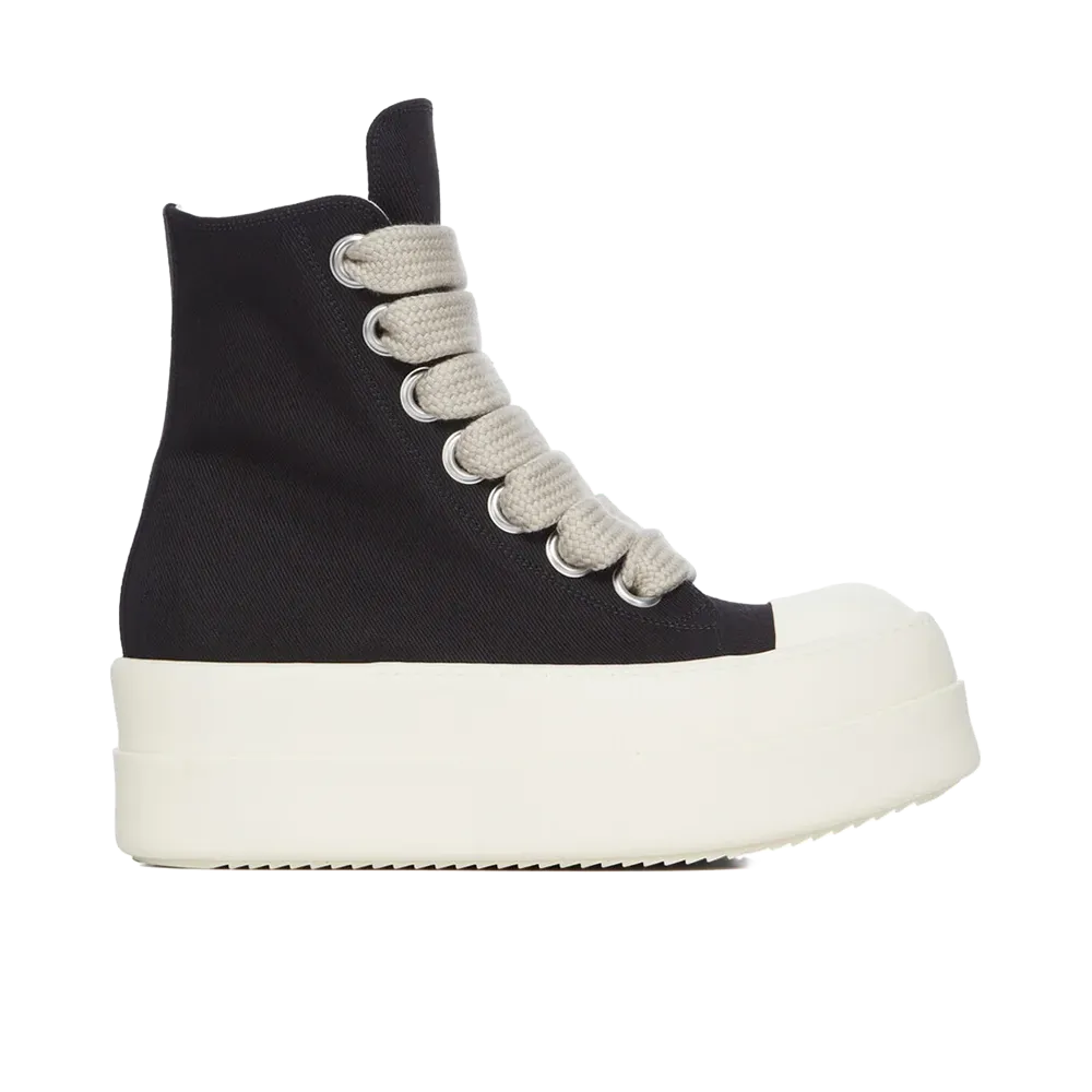 Rick Owens DRKSHDW Women's 13oz Overdyed Denim Mega Bumper Jumbolace Sneaks "Black/Milk"