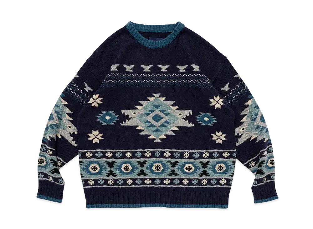 DESCENDANT Moray Crew Neck Knit "Navy"