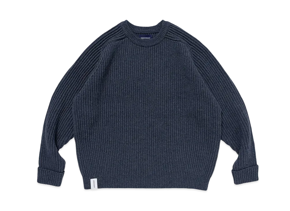 DESCENDANT Clam Crew Neck Knit "Navy"