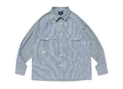 DESCENDANT Mine Hickory Stripe LS Shirt "Blue"