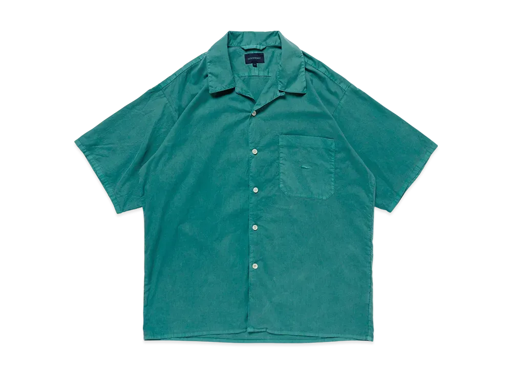 DESCENDANT S Wind Open Collar SS Shirt Pigment Dye "Green"