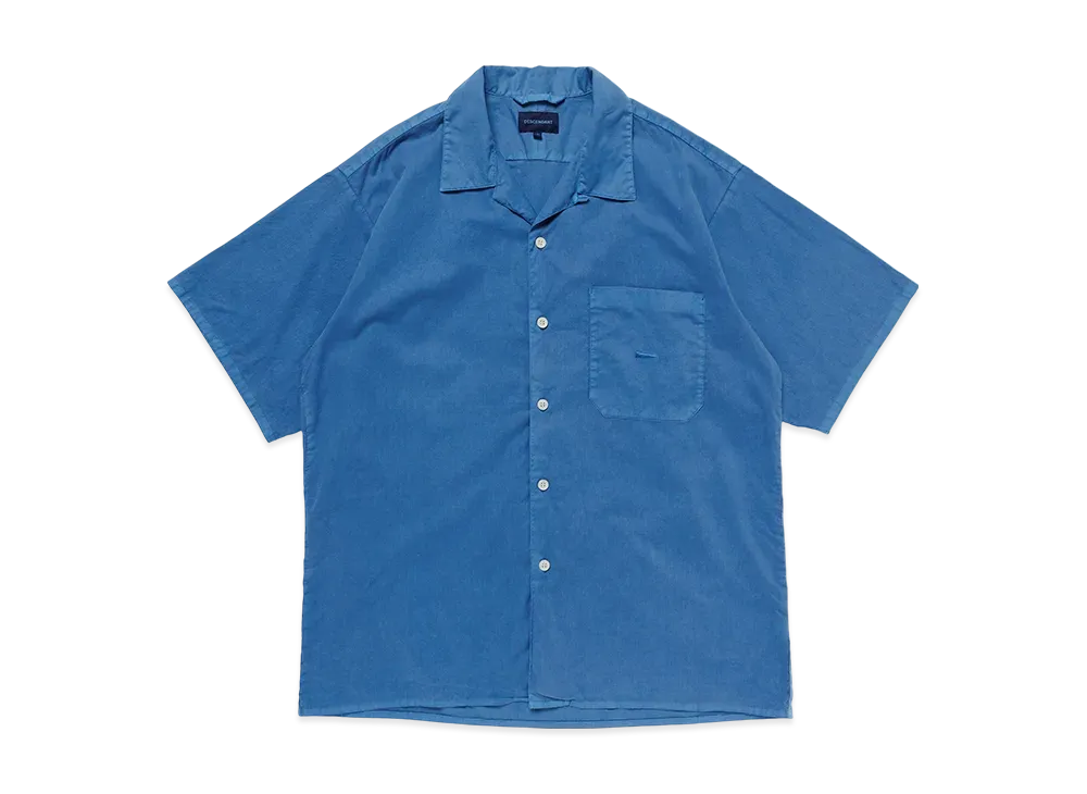 DESCENDANT S Wind Open Collar SS Shirt Pigment Dye "Blue"