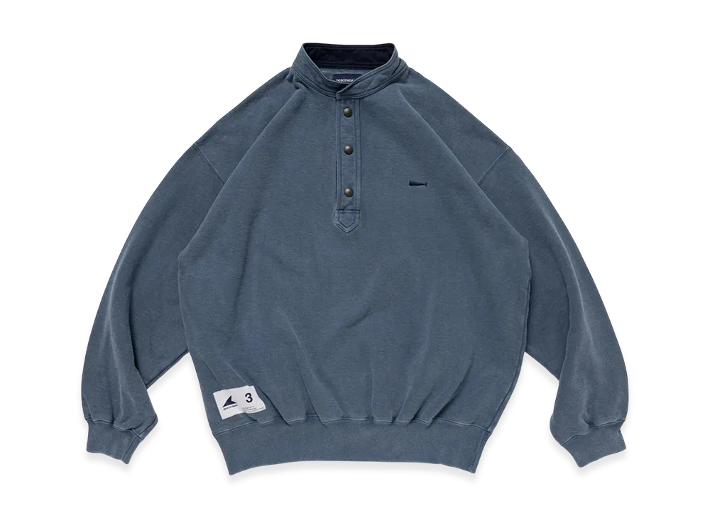 DESCENDANT Voil Henley Neck Pigment Dye "Navy"