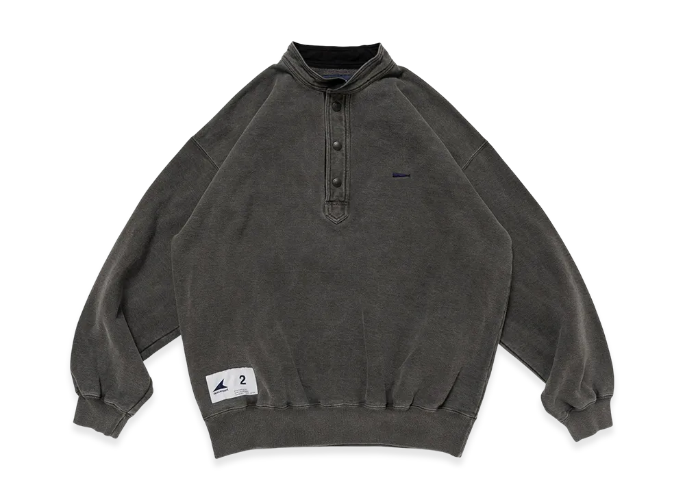 DESCENDANT Voil Henley Neck Pigment Dye "Black"