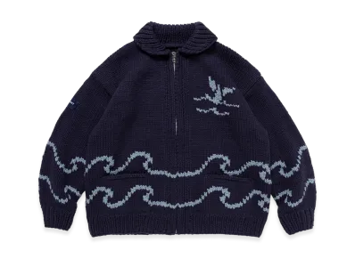 DESCENDANT Cachalot Cowichan Sweater "Navy"