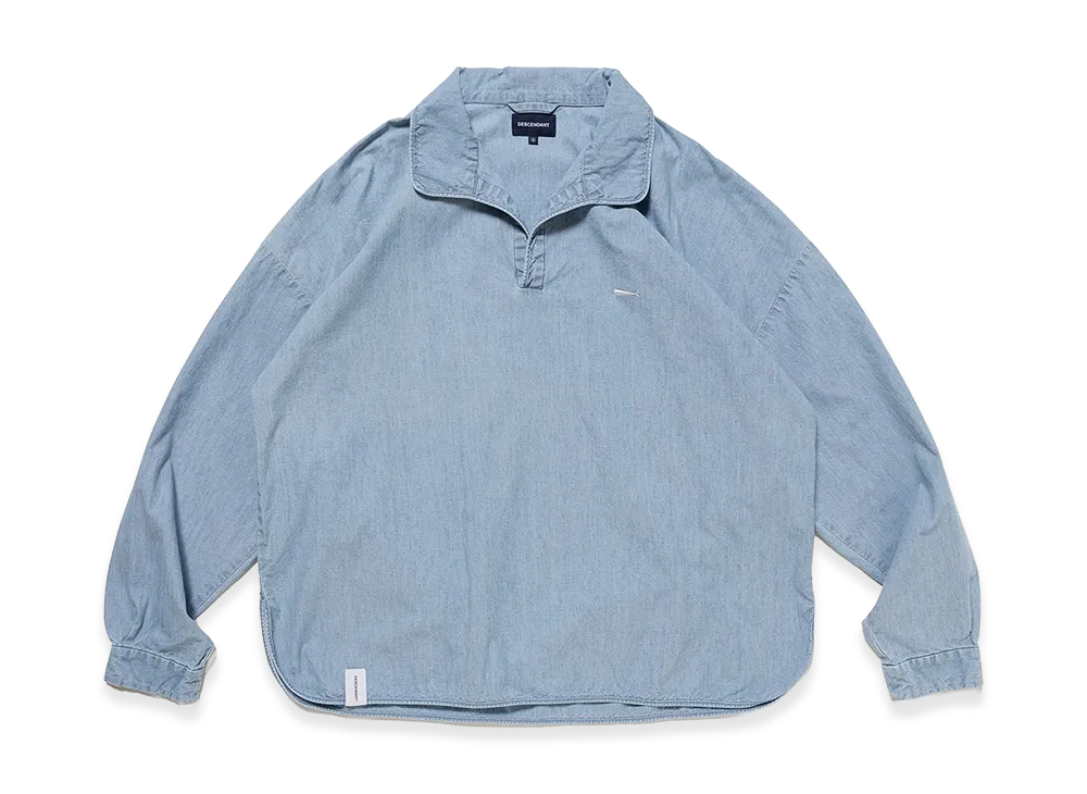 DESCENDANT Saloon Pullover Chambray LS Shirt "Indigo"
