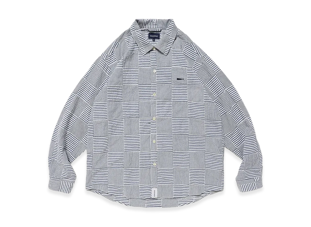 DESCENDANT Milpitas PaTChwork LS Shirt "Navy"