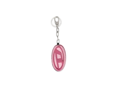 Diesel Holy D Mirror Leather Logo Plaque Keyring "Pink"