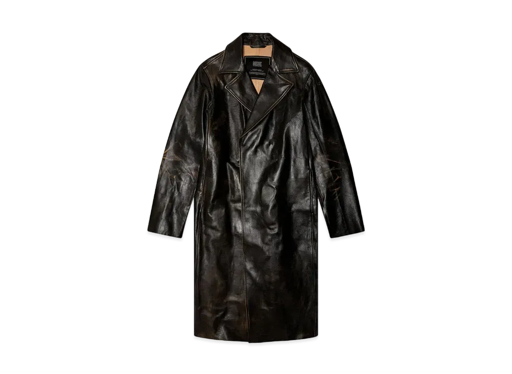 Diesel Leather Trench Coat Double Breast "Brown"