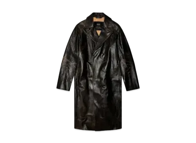 Diesel Leather Trench Coat Double Breast "Brown"