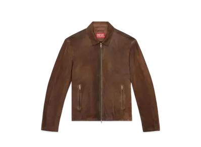 Diesel Blouson Jacket In Treated Leather "Brown"