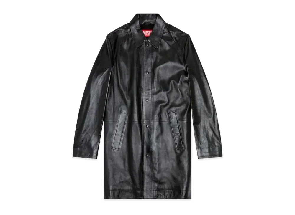 Diesel Coated Leather Coat "Black"