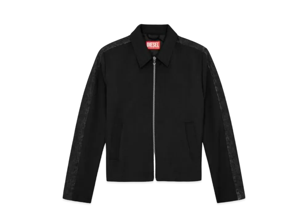 Diesel Blouson Jacket In Wool Blend And Denim "Black"