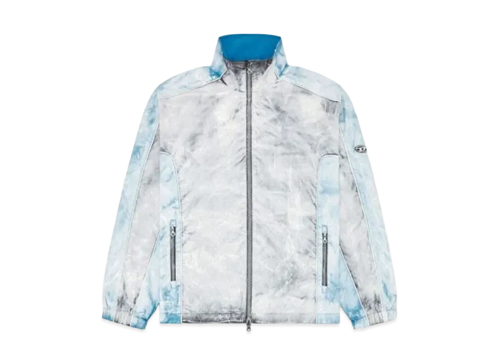 Diesel Jacket In Crease Effect Nylon "Light Blue"