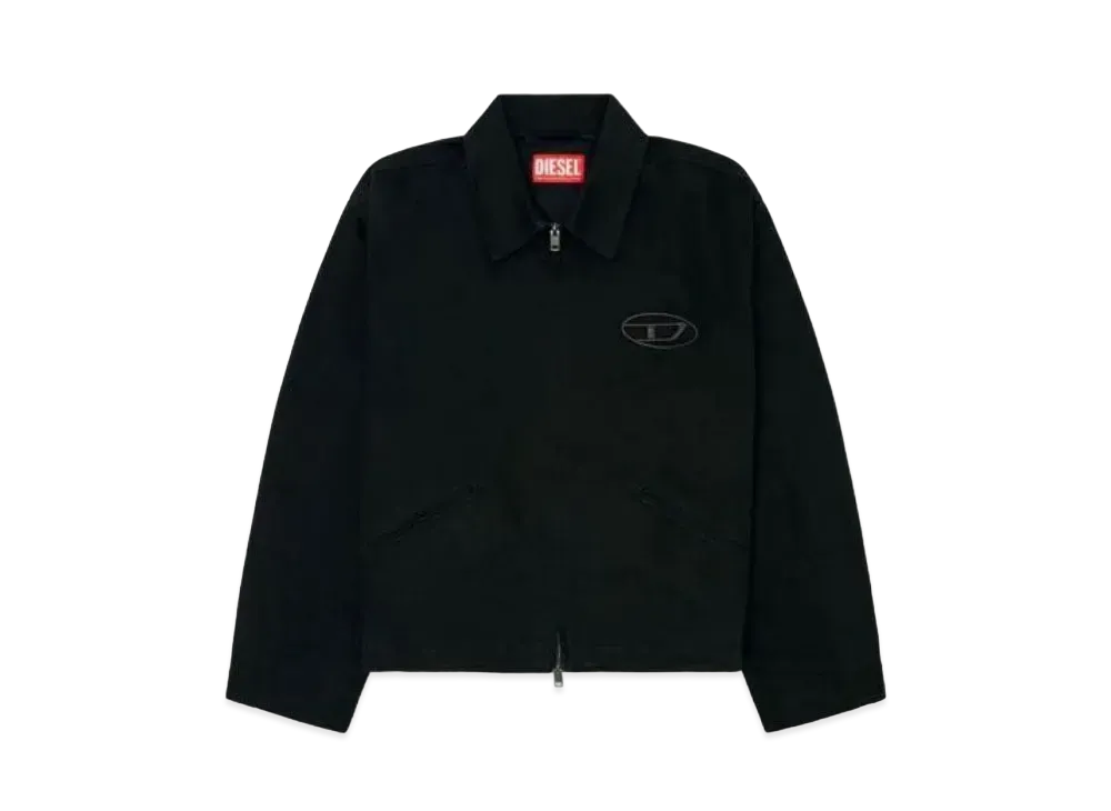 Diesel Denim Blouson Jacket With Bleached Logo "Black"