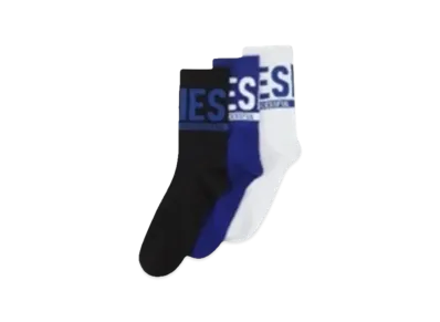 Diesel SKM Threepack Of Logo Cuff Socks "Black/Blue/White"