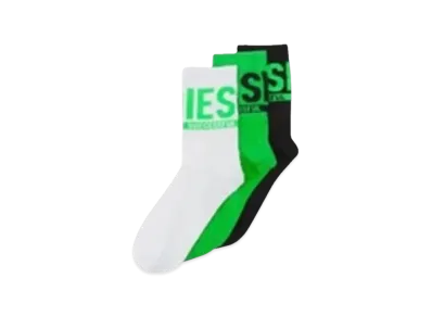 Diesel SKM Threepack Of Logo Cuff Socks "Black/Green/White"