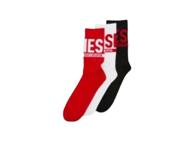 Diesel SKM Threepack Of Logo Cuff Socks "Black/Red/White"