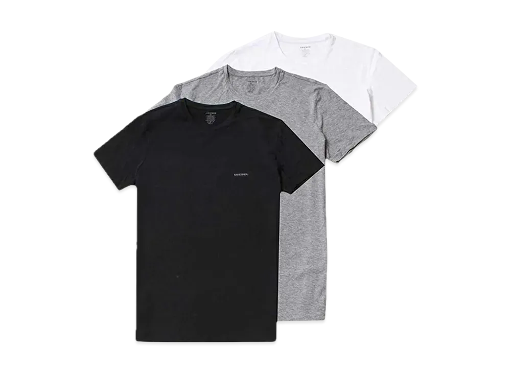 Diesel Three Pack Crew V Neck T Shirt "Grey Multi"