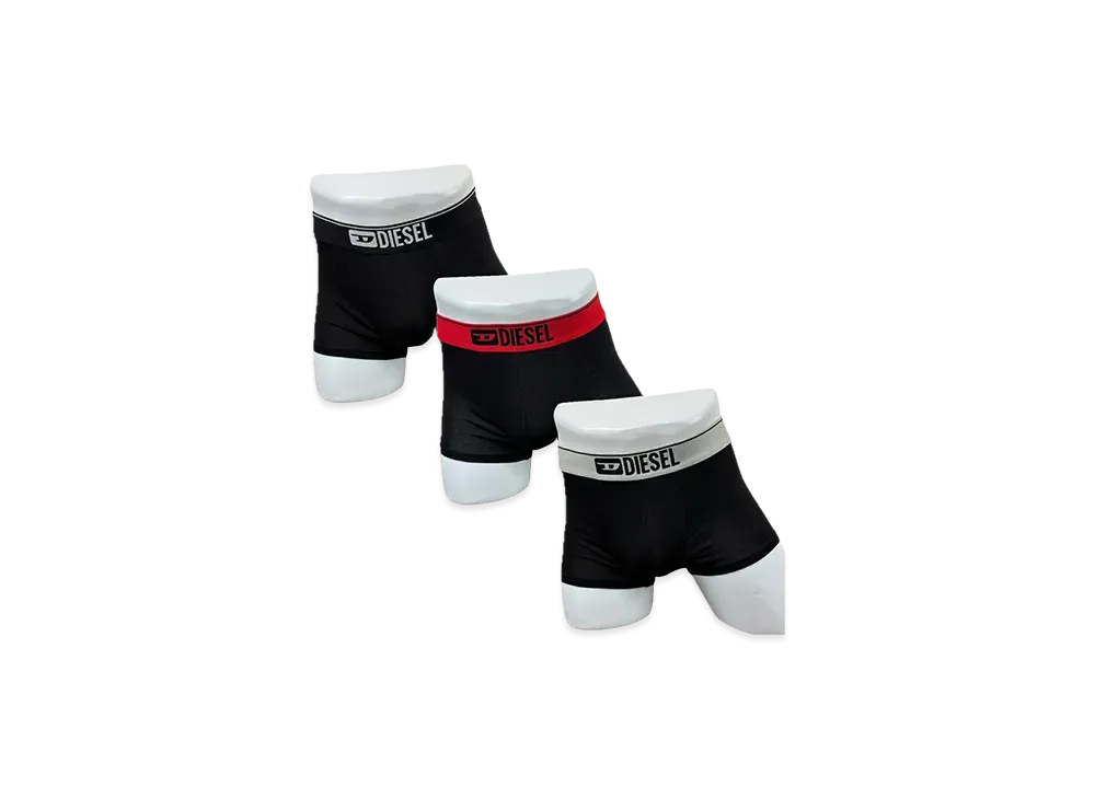 Diesel Three Pack Boxers "All Black Single Color"
