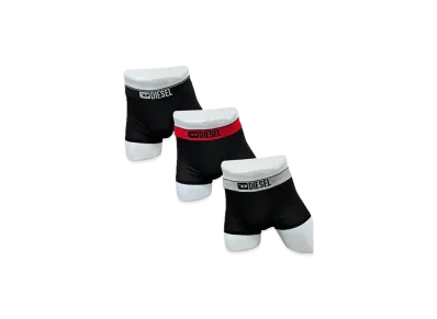 Diesel Three Pack Boxers "All Black Single Color"