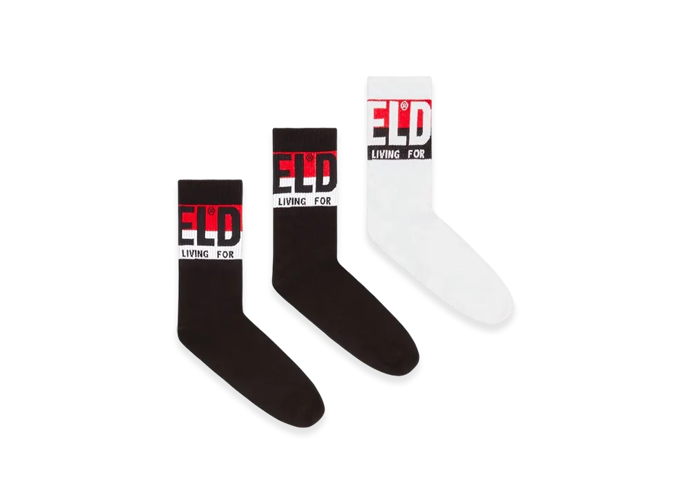 Diesel Skm-Ray-Threepack 3-Pack Of Socks With Logo Cuffs "Black White"