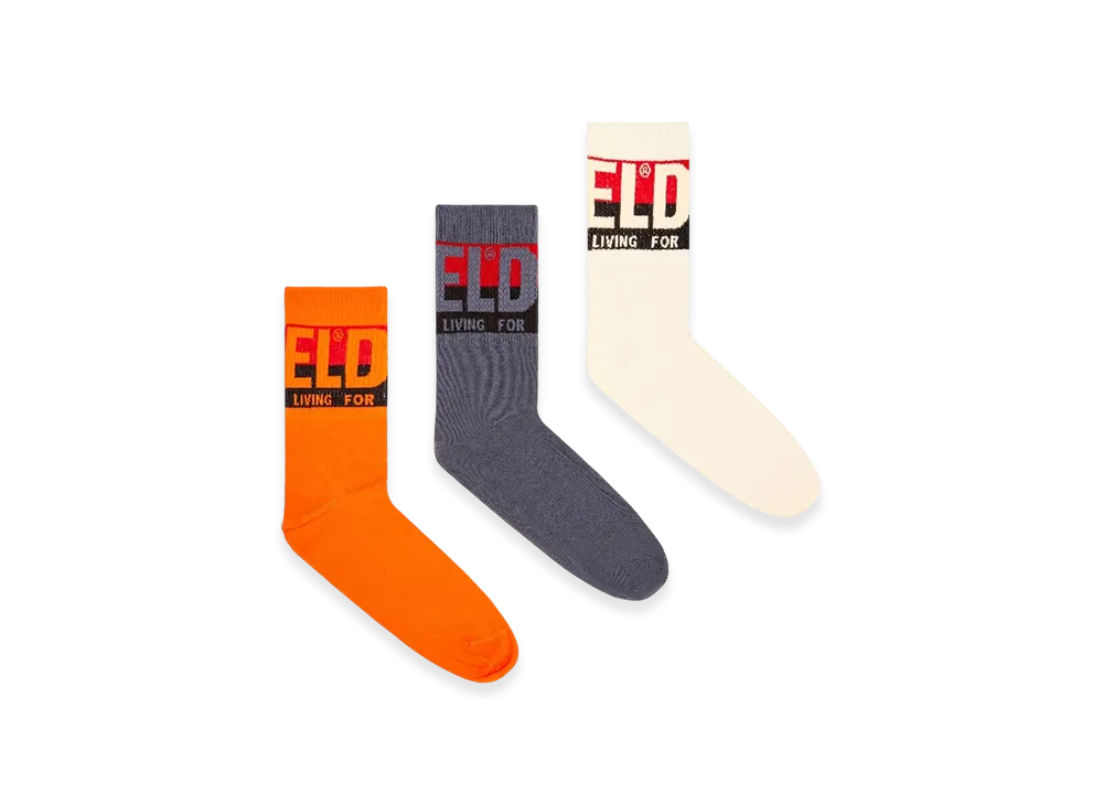 Diesel Skm-Ray-Threepack 3-Pack Of Socks With Logo Cuffs "Orange Gray"