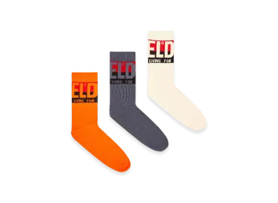 Diesel Skm-Ray-Threepack 3-Pack Of Socks With Logo Cuffs "Orange Gray"