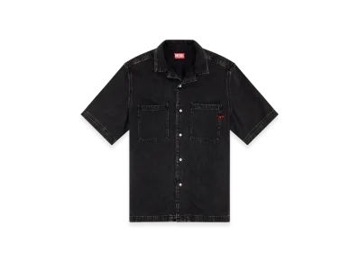 Diesel D-Paroshort Bowling Shirt In Tencel Denim "Black"