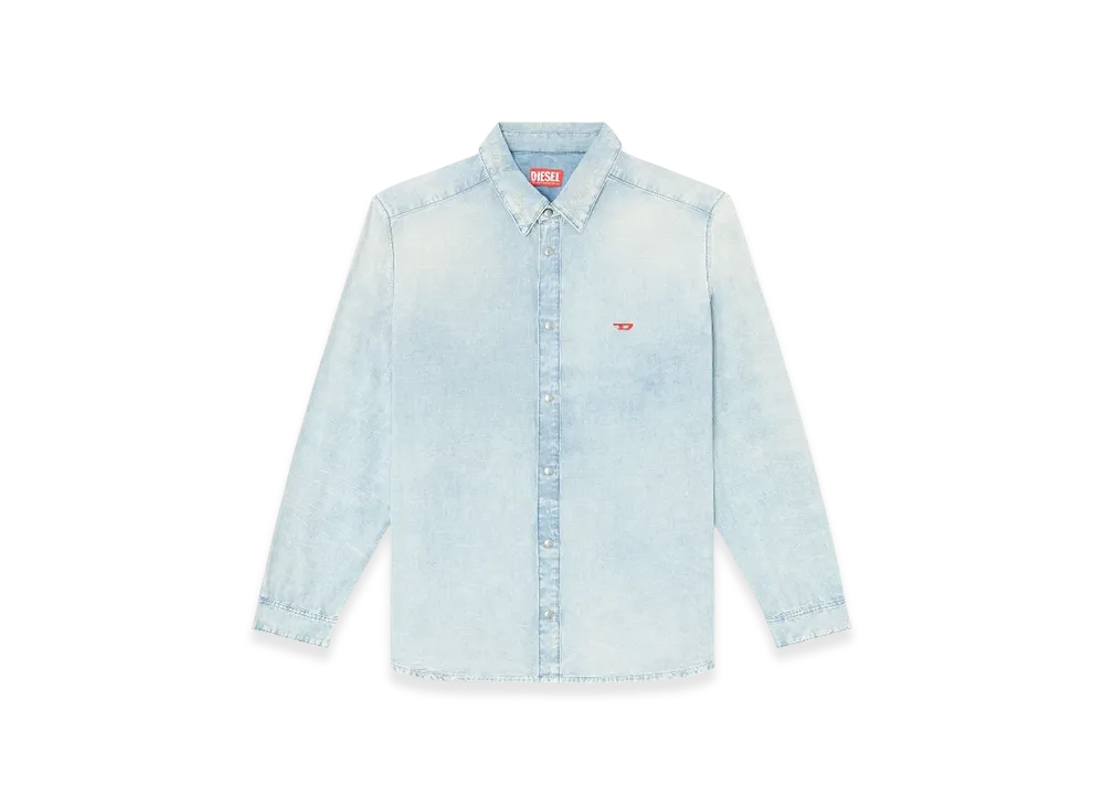 Diesel D-Simply Shirt In Bleach-Effect Denim "Light Blue"