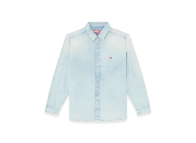 Diesel D-Simply Shirt In Bleach-Effect Denim "Light Blue"