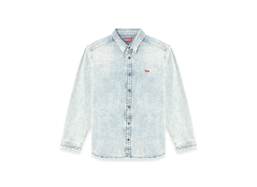 Diesel D-Simply Shirt In Herringbone Denim "Light Blue"