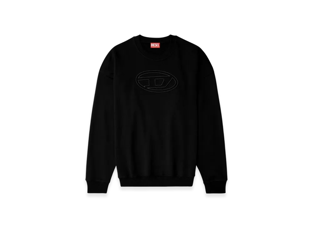 スウェット・トレーナー DIESEL s-mart-bigoval S-MART-BIGOVAL Sweatshirt with embossed Oval D｜ブラック