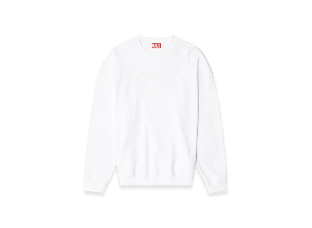 Diesel S-Mart-Bigoval Sweatshirt With Embossed Oval D "White"