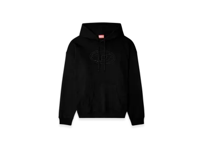 Diesel S-Ummer-Bigoval Hoodie With Embossed Oval D "Black"