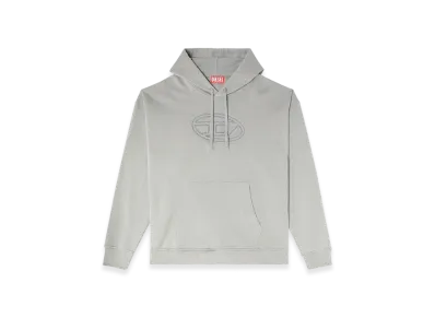 Diesel S-Ummer-Bigoval Hoodie With Embossed Oval D "Light Grey"