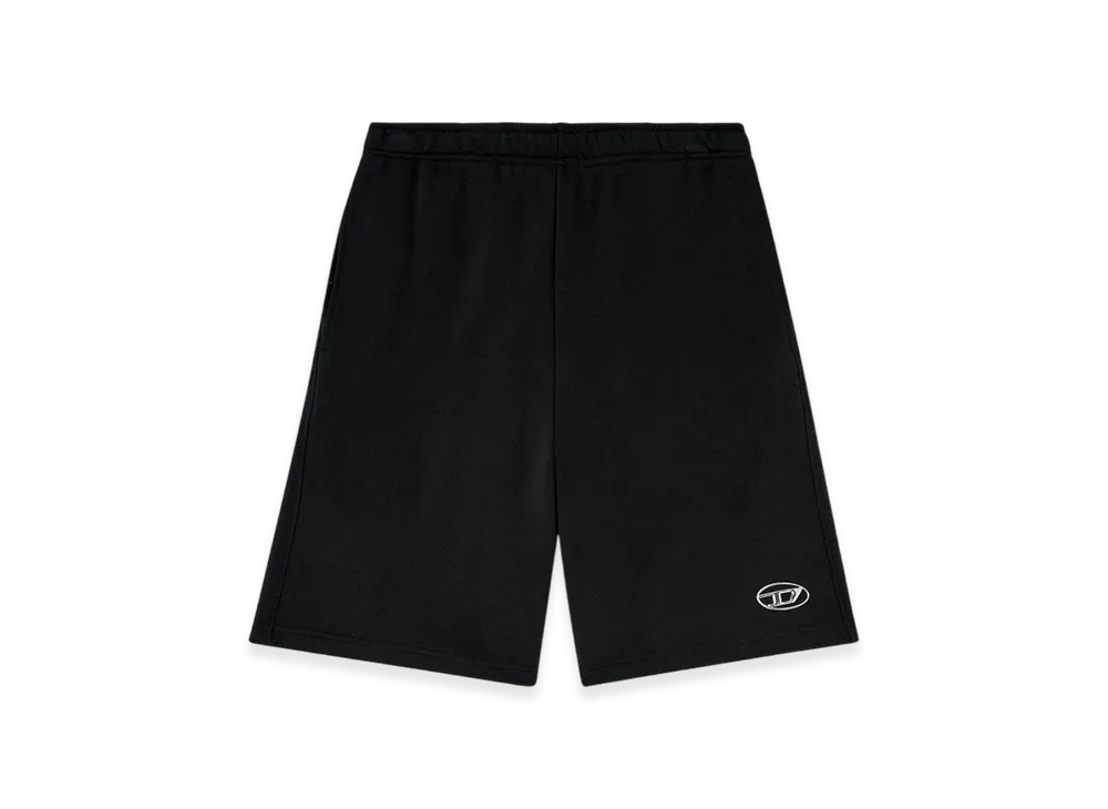 Diesel P-Marshy-Od Sweat Shorts With Silver Oval D "Black"