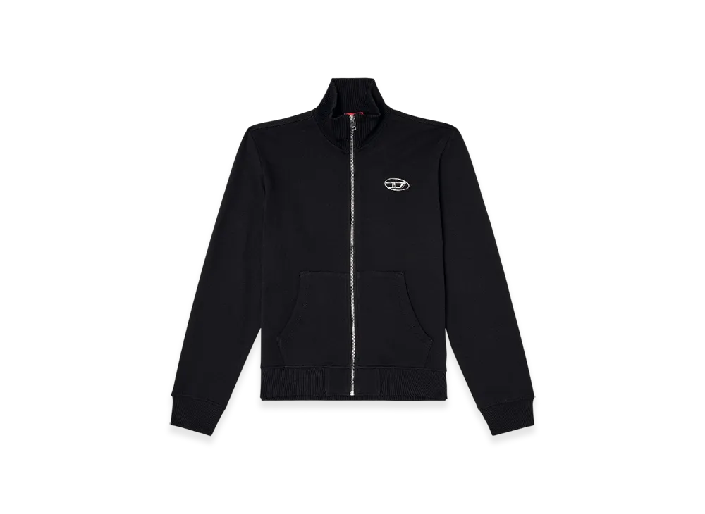 Diesel S-Ginni-Zip-Od Zip-Up Sweatshirt With Metallic Logo "Black"