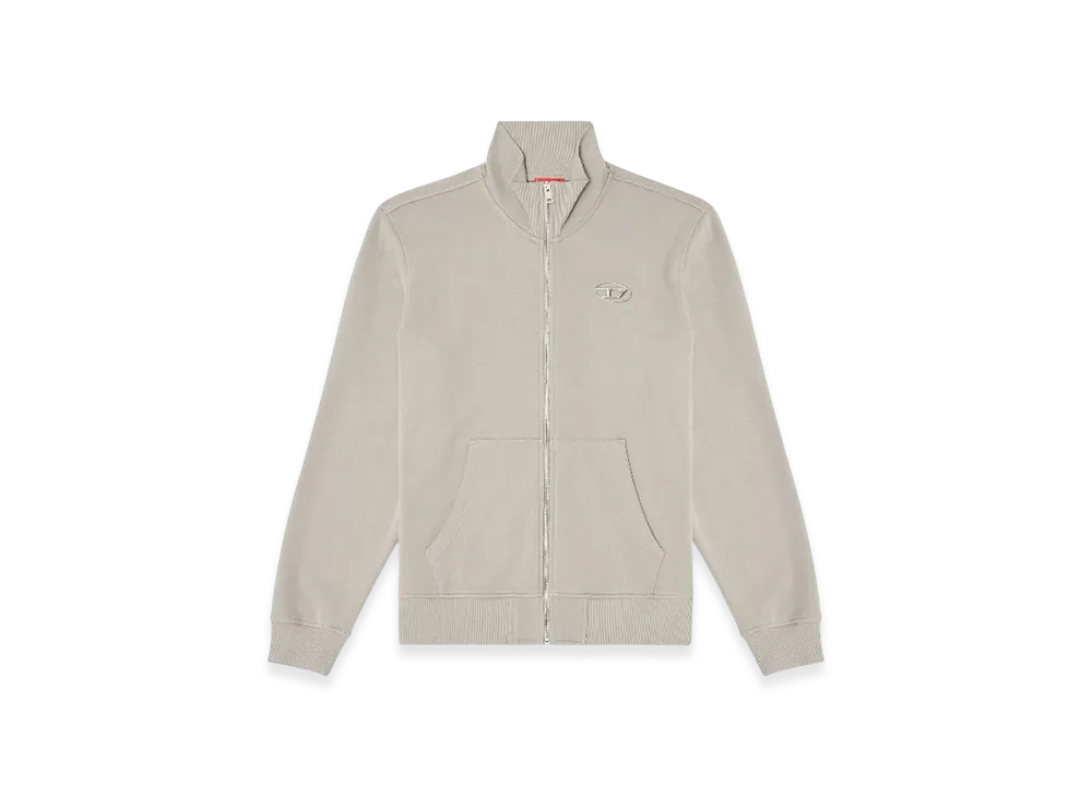 Diesel S-Ginni-Zip-Od Zip-Up Sweatshirt With Metallic Logo "Light Grey"