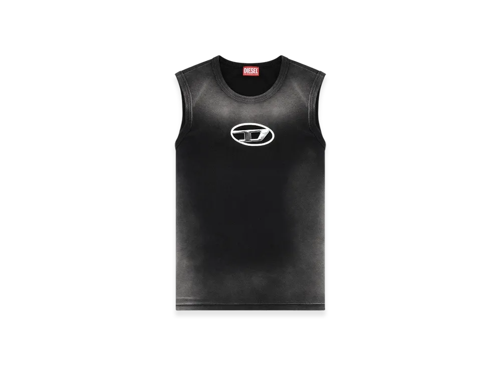 Diesel T-Brico Faded Tank Top With Puffy Oval D "Black"
