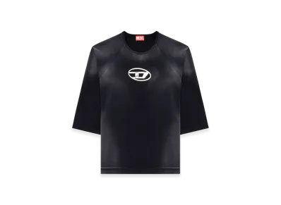 Diesel T-Croxt Faded T-Shirt With Puffy Oval D "Black"