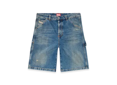 Diesel D-Livery-Short Denim Utility Shorts With Dusty Wash "Medium Blue"